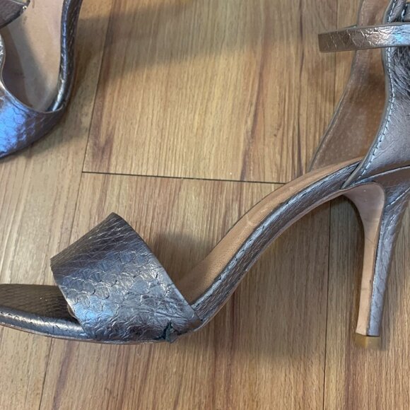 Joie Metallic Chrome Open Toe Heels Formal Shoes - Picture 8 of 8